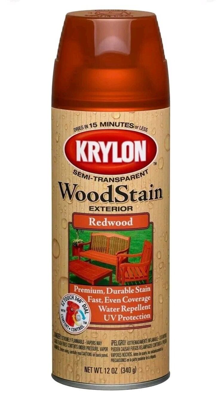 Krylon K03604000 Exterior Semi-Transparent Wood Stain, Redwood, 12 Ounce